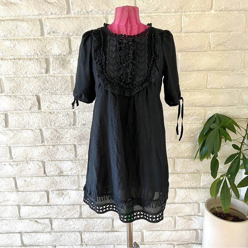 Axel Hazel Charcoal Crochet Detail Dress Anthropologie